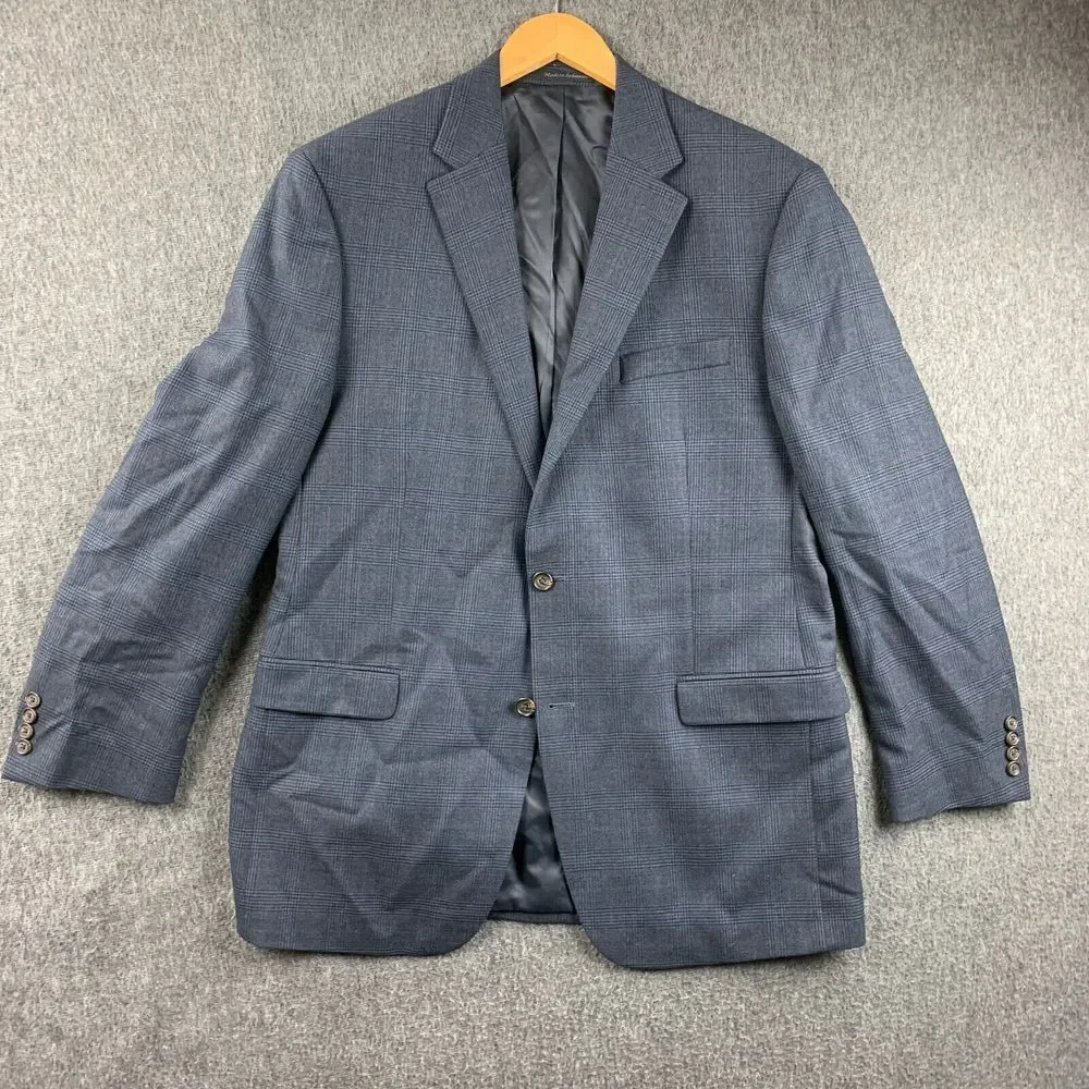 Polo Ralph Lauren‎ Wool Blazer Jacket Mens 42L Blue Prince Of Whales Sport Coat